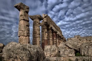 colonne, nuvole, rovine, ruderi, tempio, pietre, cielo, sassi