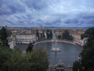 alberi, piazza, cielo, nuvole, palazzi, case, statue, finestre, lampioni, verde, cupola, monumento, colonna, obelisco, città, auto, strade, strada, edifici, roma