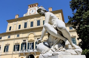 finestre, statua, orologio, palazzo, monumento, balcone, albero, scultura, marmo, bianco