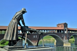 ponte, statua, fiume, monumento, acqua, lavandaia, arco, cielo