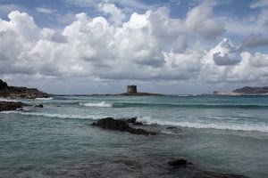 nuvole, mare, onde, torre, cielo, azzurro, scogli, rocce, acqua, bianco, costa, isola, schiuma, panorama