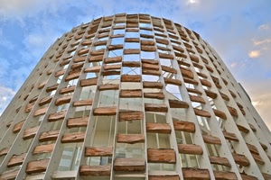 cielo, legno, grattacielo, finestre, architettura, nuvole, expo, palazzo, padiglione, balconi, vetri, ferro