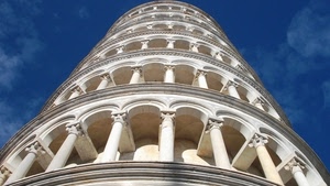 torre, colonne, cielo, archi, prospettiva, pisa, nuvole, blu, bianco, marmo