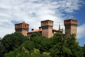 castello, torri, alberi, nuvole, cielo, rocca, verde