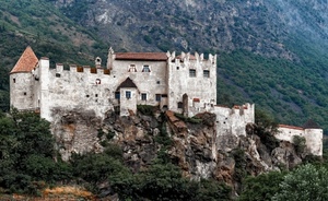 castello, merli, montagna, roccia, rocca, maniero, alberi, rocce, difesa