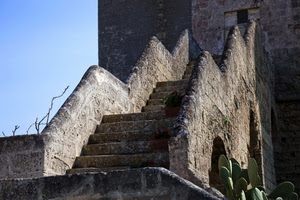 cielo, gradini, scala, scalini, verde, scalinata, pietra, pianta, torre, castello, pietre, azzurro, rampe, muri