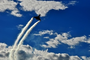 cielo, aereo, nuvole, scie, ali, bianco, azzurro, aeroplano