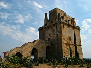 torre, archi, castello, cielo, scala, verde, fichi, nuvole, fortezza, piante