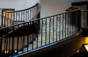 gradini, scala, ringhiera, scale, cerchi, porta, scalini, curva, marmo