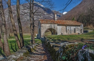 alberi, chiesa, montagna, montagne, prato, rami, chiesetta, sentiero, campagna