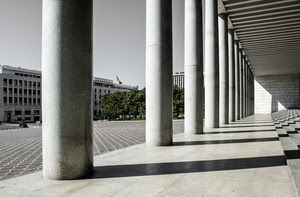 colonne, ombre, piazza, bianconero, bandiera, scale, portico, colonnato