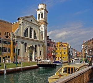 canale, chiesa, barche, campanile, acqua, venezia, motoscafi