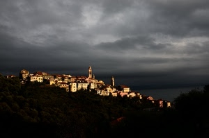 nuvole, panorama, paese, campanile, luce, cielo, collina, ombra, paesaggio, maltempo, tramonto, case
