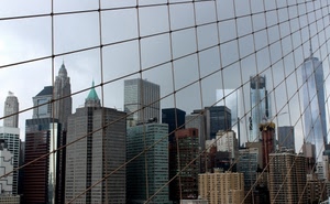 grattacieli, palazzi, città, cielo, rete, vetro, architettura, riflesso, finestre, tetti, america, grigio, torri, riflessi, quadrati, vetri, panorama, geometrie