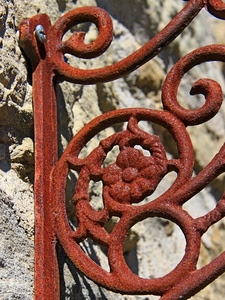 ruggine, muro, ferro, fiore, cancello, rosso, spirali, vite, volute, marrone, cerchi