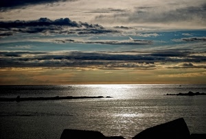 mare, nuvole, cielo, scogli, controluce, acqua, tramonto, alba, luce