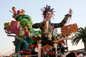 carnevale, carro, maschere, cartapesta, festa, palma