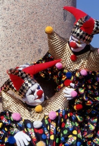 pagliacci, maschere, carnevale, cappelli, colori, rosso, clown, multicolore, due, costumi