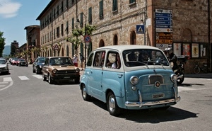 strada, epoca, auto, azzurro, seicento, incrocio, automobili, automobile, palazzo, celeste, sfilata