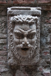 pietra, barba, mascherone, muro, scultura, occhi, volto, maschera, viso, naso, bocca, marmo, statua, mattoni