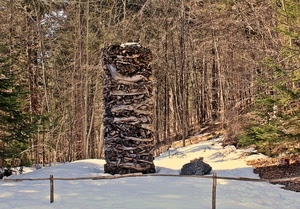 neve, alberi, catasta, bosco, inverno, staccionata, legno, bianco, legna, verde, montagna, rami, tronchi