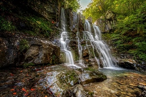 acqua, verde, cascata, alberi, rocce, roccia, rosso, torrente, fiume, cascate, piante, foglie, bianco, cielo