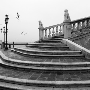 lampioni, leoni, gradini, gabbiani, ponte, bianconero, scala, scale, scalini, scalinata