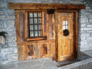 porta, finestra, legno, ghirlanda, portone, fiori, pietra