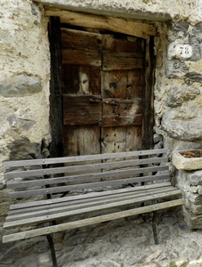 porta, panchina, legno, muro, pietre, numero, settantotto, pietra, antico