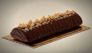 dolce, cioccolato, vassoio, marrone, mandorle, tronchetto, oro, cibo, canditi, torta, arancio, scaglie, dessert