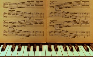 musica, pianoforte, note, tasti, tastiera, spartito, bianco
