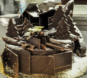 cioccolato, marrone, alberi, zucchero, dolce, torta, natale, cioccolata, bianco, capanna, case, presepe, composizione