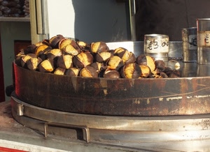 castagne, caldarroste, marroni, cibo, autunno, frutto, marrone, teglia, ruggine, ferro