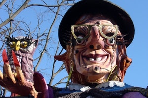 carnevale, gufo, occhiali, maschera, strega, carro, cappello, rami