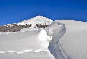 neve, montagna, bianco, cima, azzurro, cielo, inverno, antenna, alberi, vetta, monte, impronte, orme, blu, freddo, ombra