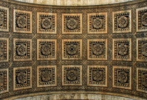 quadrati, arco, fiori, soffitto, decorazioni, volta, rosoni, architettura, marmo