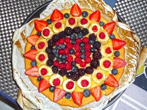 torta, frutta, fragole, dolce, lamponi, more, mirtilli, colori, multicolore