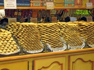 biscotti, dolci, vetrina, banco, pane, negozio, cibo, pasticceria, bancone