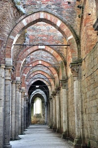 colonne, archi, prospettiva, mattoni, pietra, capitelli, acuto, pietre, portico, porticato, muri