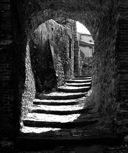 arco, vicolo, bianconero, gradini, scala, scale, scalinata, scalini